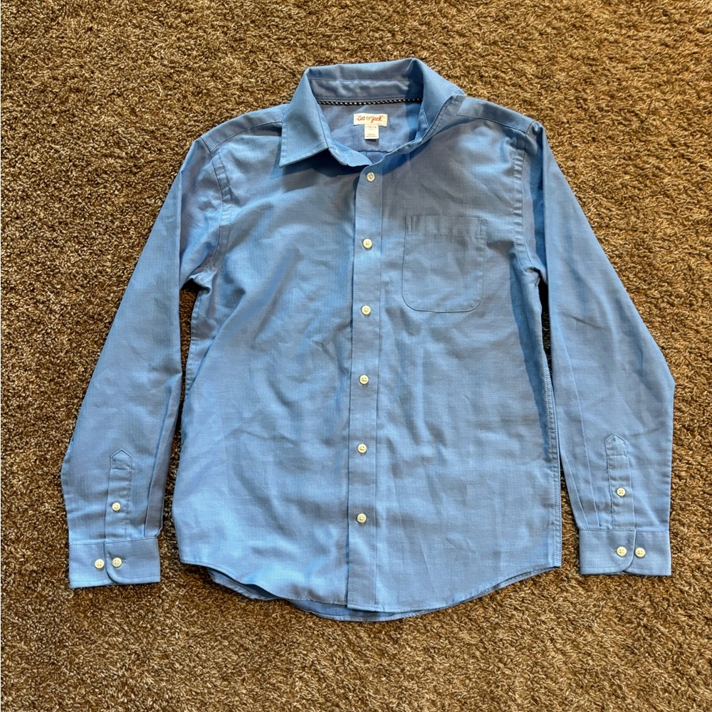 Boy’s Cat and Jack Blue Button Down Shirt Size L (10-12)
